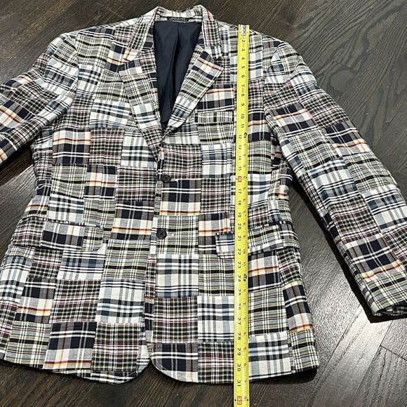 Madison Blazer Men’s 40R Madras Plaid Patchwork Jacket Two Button Preppy - Picture 7 of 8